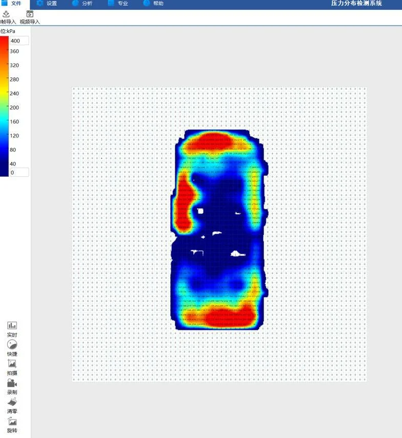 Two-dimensional pressure map of a heatsink footprint